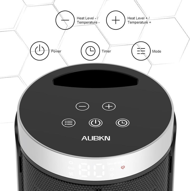 AUBKN Space Heater, Small Portable Electric Heaters for Indoor Use with Thermostat and Remote,12H Timer, 5 Mode, 1500W PTC Ceramic Fast Safety Heat for Office Bedroom Home - Image 2